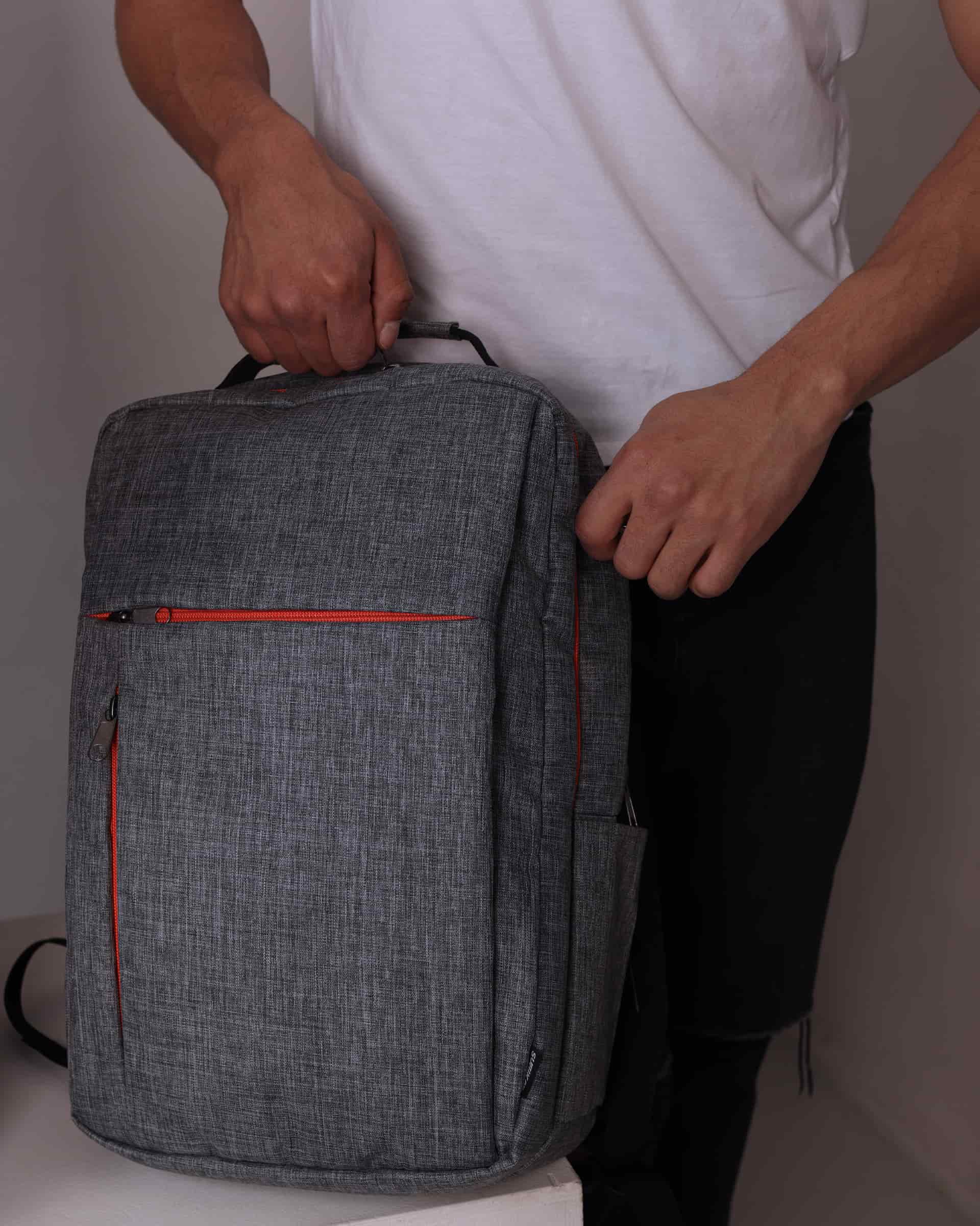 Рюкзак міський модель: Chess колір: сірий меланж з помаранчевим 2 Рюкзак міський модель: Chess колір: сірий меланж з помаранчевим